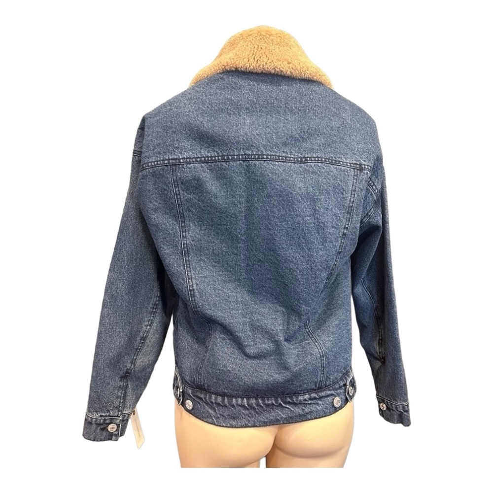 Anthropologie Pilcro Faux Sherpa Collar Denim Button Up Jean Jacket Size‎ Small - Picture 3 of 16
